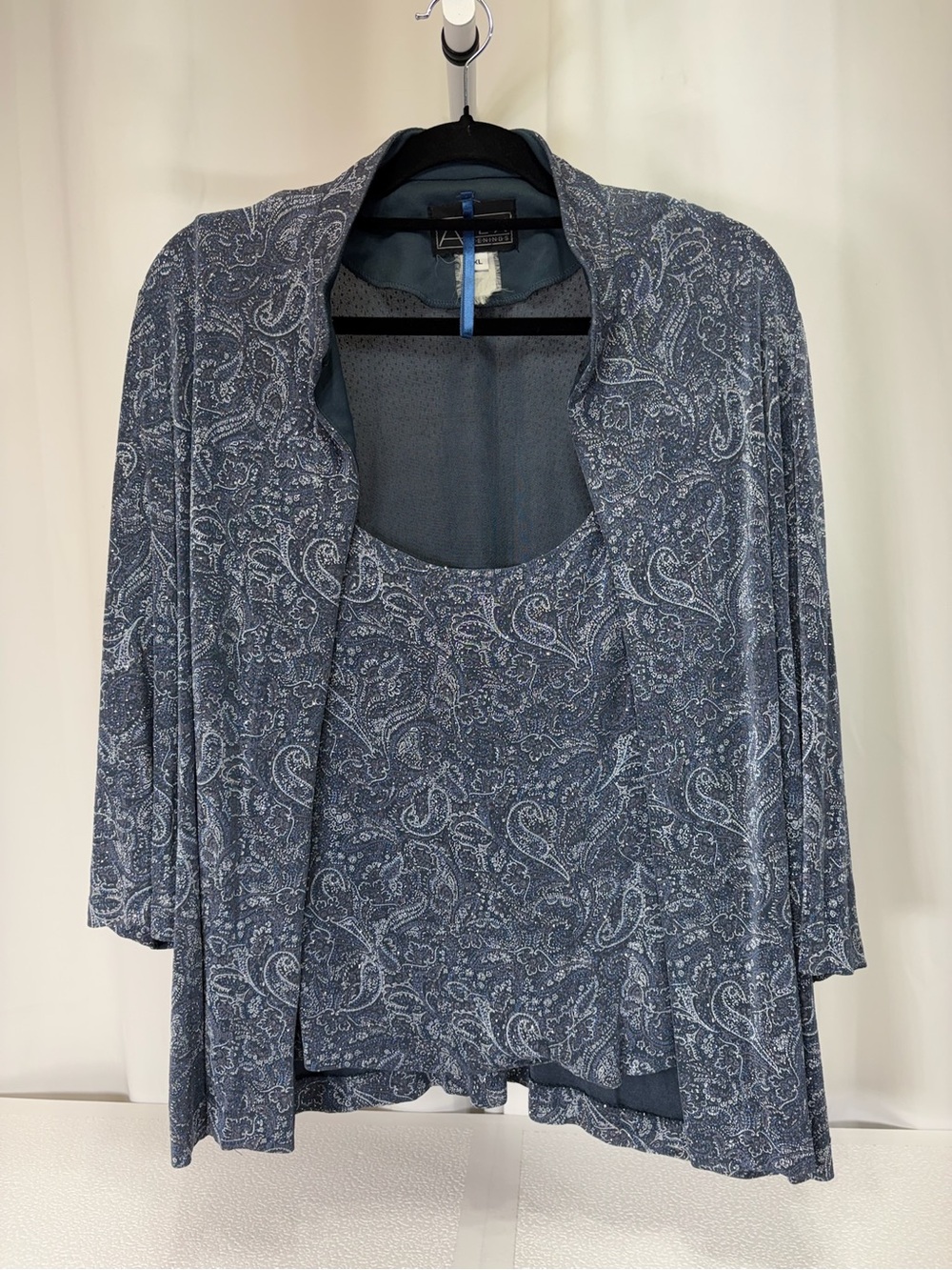 Alex Evenings Blue Paisley Cardigan & Tank Duo 3979